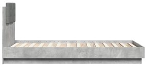 Estrutura de cama c/ cabeceira derivados madeira cinza-cimento