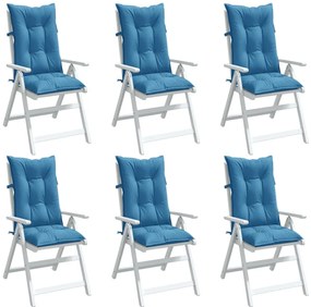 Almofadões para cadeiras altas 6 pcs mesclado tecido azul
