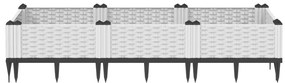Vaso/floreira de jardim c/ estacas 125x40x28,5 cm PP branco