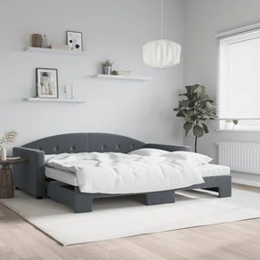 Sofá-cama c/ gavetão/colchões 100x200 cm veludo cinzento-escuro