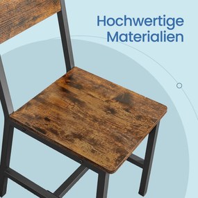 Conjunto de 2 Cadeiras de sala de jantar, estrutura em metal 36 x 46,6 x 87,1 cm Castanho vintage-preto 