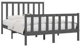 Estrutura de cama king 150x200 cm madeira maciça cinza