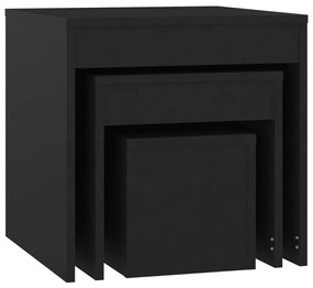 Mesas de encastrar 3 pcs derivados de madeira preto