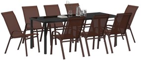 Conjunto de Jantar de 9 Peças vidaXL Castanho Textilene e Aço