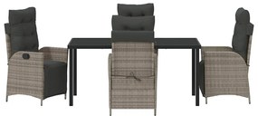 Conjunto de Jantar de Jardim de 5 Peças em Polyrattan Cinza