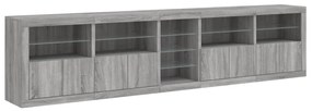 Aparador com luzes LED 283x37x67 cm cinzento sonoma