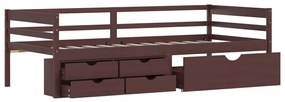 Cama com gavetas e móvel 90x200 cm pinho maciço castanho-escuro