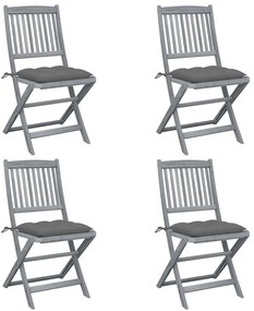 Cadeiras exterior dobráveis c/ almofadões 4 pcs acácia maciça