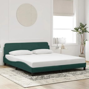 Estrutura de cama sem colchão 180x200 cm veludo verde-escuro