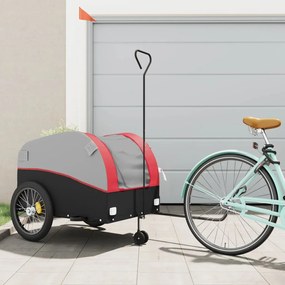vidaXL Reboque para bicicleta 45 kg ferro preto e vermelho