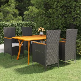 vidaXL 5 pcs conjunto de jantar para jardim preto