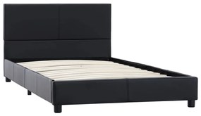 Estrutura de cama 100x200 cm couro artificial preto