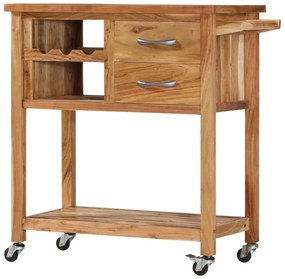 vidaXL Carrinho de cozinha 80x45x91 cm madeira de acácia maciça