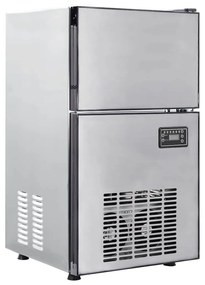 vidaXL Máquina de Cubos de Gelo com porta Prateado 43 x 40 x 71 cm