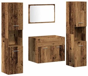 Conjunto de Móveis para Casa de Banho de 4 Peças Madeira Antiga de Mad