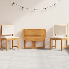 Conjunto de Bistrô para o Jardim de 3 Peças com Almofadas em Madeira de Acácia