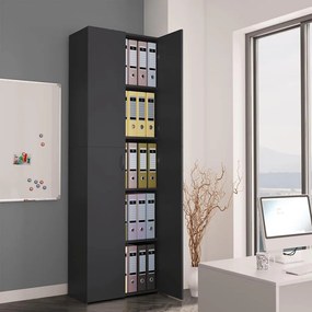 vidaXL Armário de escritório 60x32x190 cm contraplacado cinzento