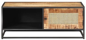 Mesa de centro 90x50x35 cm mangueira áspera e palhinha natural