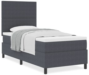 Cama Box Spring com Colchão Cinza Escuro 80x200 cm Tecido de Veludo Co