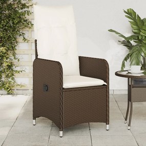 vidaXL Cadeiras jardim reclináveis 2pcs c/ almofadões vime PE castanho