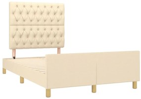 Estrutura de cama sem colchão 120x190 cm tecido creme