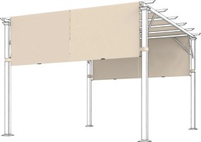 Outsunny Cobertura para Gazebo Pérgola 3x3 m em Poliéster com Bolsos e Cintas 488x122 cm Cáqui | Aosom Portugal