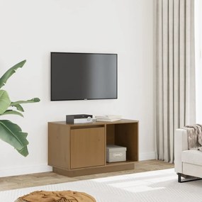 Móvel de TV 74x35x44 cm madeira de pinho maciça castanho mel