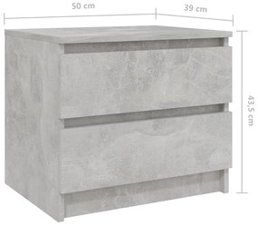 Mesas cabeceira 2 pcs 50x39x43,5 cm contraplacado cinza cimento