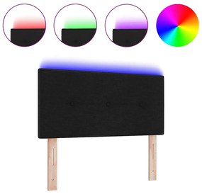 Cabeceira LED com Botões Estofada em Preto de 80 cm de Tecido