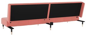 Sofá-cama de 2 lugares veludo rosa