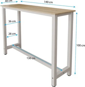 Mesa alta Anivia (140cm) blanco y sonoma