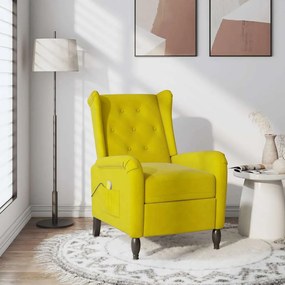 vidaXL Poltrona de massagens reclinável veludo amarelo