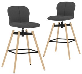 vidaXL Cadeiras de bar giratórias 2 pcs tecido cinzento-escuro