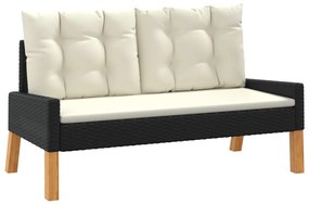 4 pcs conj. lounge jardim c/ almofadões vime PE/madeira maciça