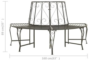 Banco de jardim para árvore semicircular 160 cm aço