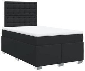 Cama boxspring com colchão 120x190 cm couro artificial preto