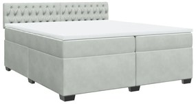 Cama com molas/colchão 200x200 cm veludo cinzento-claro