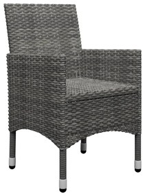 3 pcs conjunto de jantar para jardim cinzento