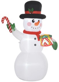 Outsunny Boneco de neve insuflável de Natal de 180 cm com LEDs, material de fixação e inflador, interno e externo | Aosom Portugal