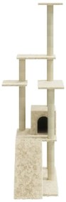 Árvore para gatos c/ postes arranhadores sisal 155 cm cor creme