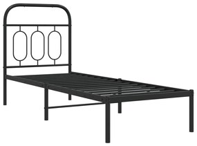 Estrutura de cama metal s/ colchão c/ cabeceira 75x190 cm preto