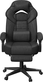 Cadeira de escritório ergonómica com apoio para os pés 70 x 70 x (122-134) cm, cadeira para jogos para o escritório em casa, almofada lombar Preto