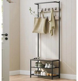 Bengaleiro entrada com 9 ganchos 32,2 x 64 x 180 greige-preto