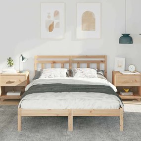 Estrutura da Cama Castanho 140 x 190 cm Madeira de pinho maciça