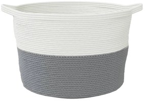Cesto de arrumação Ø60x36 cm algodão cinzento e branco
