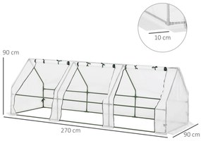 Estufa de Jardim Terraço 270x90x90 cm Tipo Casa Tubo de Aço com 3 Jane