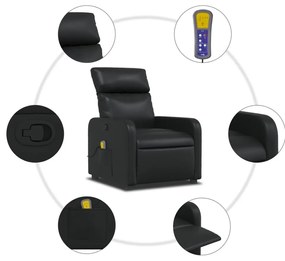 Poltrona de massagens reclinável couro artificial preto
