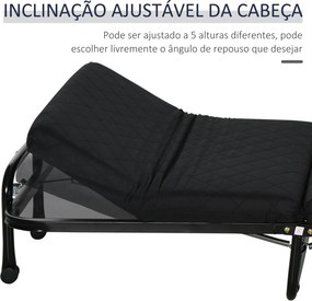 Cama Dobrável "Host" com Apoio de Cabeça Ajustável - Preto - 184x65x26