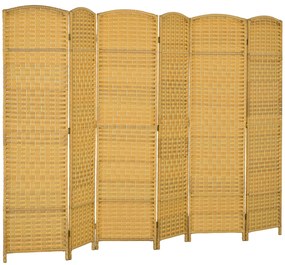HOMCOM Biombo Dobrável de 6 Painéis Divisor de Ambientes 270x180 cm Ecrã de Privacidade de Polipropileno Madeira | Aosom Portugal