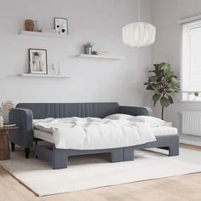 vidaXL Sofá-cama c/ gavetão e colchões 90x200cm veludo cinzento-escuro